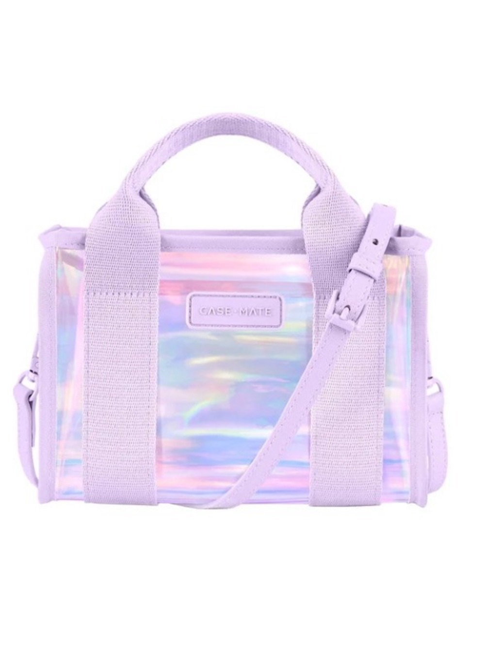 NWT Case-Mate Lavender Iridescent Crossbody Tote with shoulder strap.